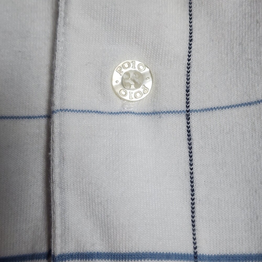 Polo Ralph Lauren Polo Shirt Mens Large White Check Cotton Pony Logo Casual - Picture 3 of 9